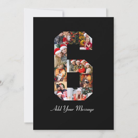 Zwart en Wit Nummer 6 Fotocollage Aankondiging (Voorkant)