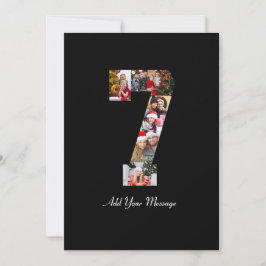 Zwart en Wit Nummer 7 Foto Collage Aankondiging