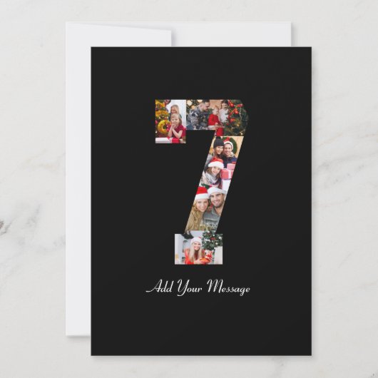 Zwart en Wit Nummer 7 Foto Collage Aankondiging (Voorkant)