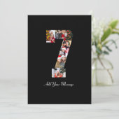 Zwart en Wit Nummer 7 Foto Collage Aankondiging (Staand voorkant)