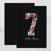 Zwart en Wit Nummer 7 Foto Collage Aankondiging (Voorkant / Achterkant)