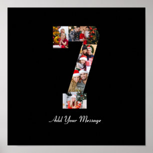 Zwart en Wit Nummer 7 Foto Collage Poster