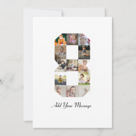 Zwart en Wit Nummer 8 Foto Collage Aankondiging