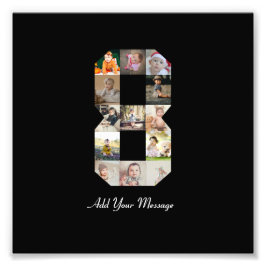 Zwart en Wit Nummer 8 Foto Collage Afdruk