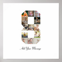 Zwart en Wit Nummer 8 Foto Collage