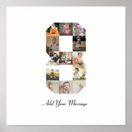 Zwart en Wit Nummer 8 Foto Collage Poster