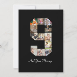 Zwart en Wit Nummer 9 Foto Collage Aankondiging