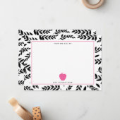 Zwart en wit olievlek Roze Apple-leraar Notitiekaartje (Voorkant / Achterkant in situ)