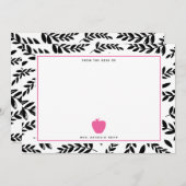 Zwart en wit olievlek Roze Apple-leraar Notitiekaartje (Voorkant / Achterkant)