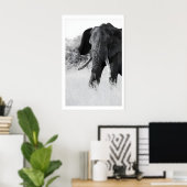 Zwart en Wit Olifant Print - Minimalistisch (Thuiskantoor)
