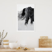 Zwart en Wit Olifant Print - Minimalistisch (Keuken)