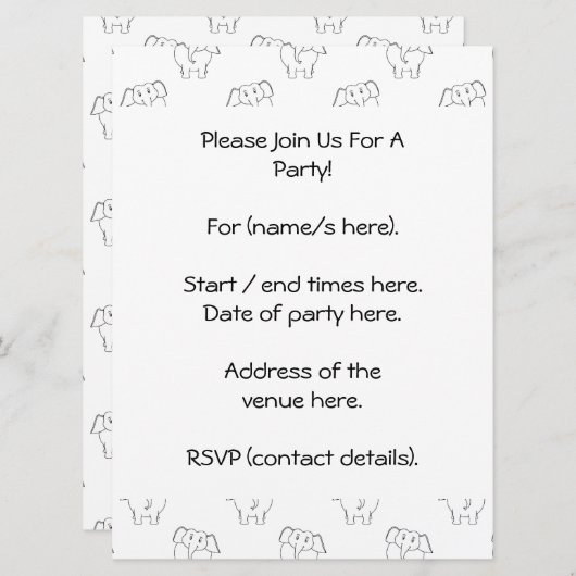 Zwart en wit olifantenpatroon. kaart (Voorkant / Achterkant)