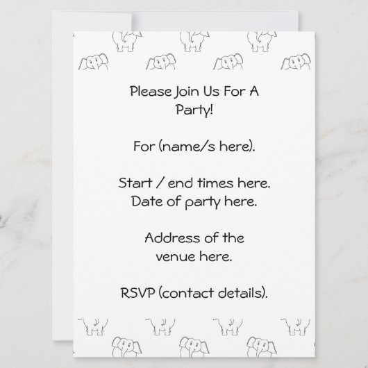 Zwart en wit olifantenpatroon. kaart (Voorkant)