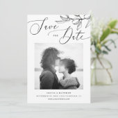 Zwart en wit olijf bruiloft | Italiaanse foto Save The Date (Staand voorkant)