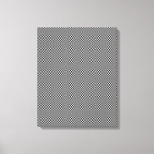 Zwart en wit omcirkelvormig blaasdoek met optische canvas afdruk (Voorkant)