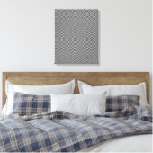 Zwart en wit omcirkelvormig blaasdoek met optische canvas afdruk (Insitu (Slaapkamer))