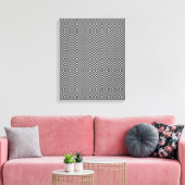 Zwart en wit omcirkelvormig blaasdoek met optische canvas afdruk (Insitu (Woonkamer))