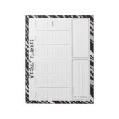Zwart en Wit Ongedateerde Verticale Weekplanner Notitieblok (Linkerzijde)