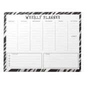 Zwart en Wit Ongedateerde Verticale Weekplanner Notitieblok (Voorkant)