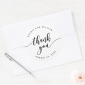 Zwart en Wit Ontspan Script Bedankt Ronde Sticker (Envelop)