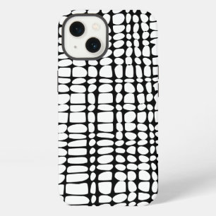 Zwart en wit organisch rasterpatroon abstracte kun iPhone 13 hoesje