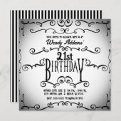 Zwart en wit  ornamentale gotische verjaardag kaart (Voorkant / Achterkant)