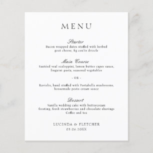 Zwart en wit oud geld elegant trouwmenu