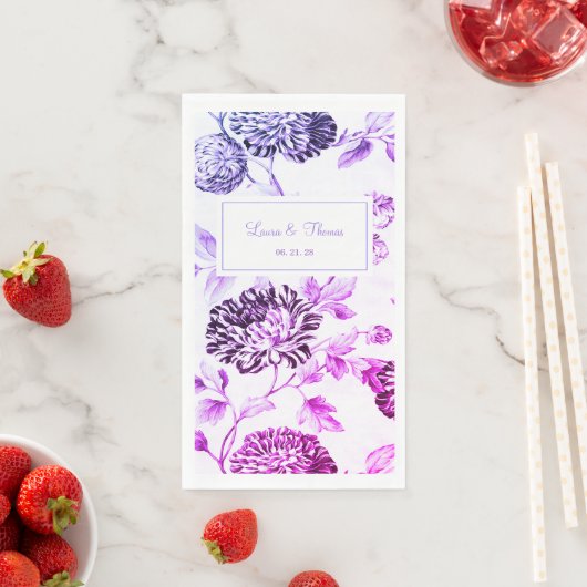 zwart en wit Paars Violet Floral bruiloft Servet (Insitu)