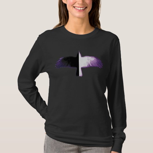 Zwart en Wit Paarse Kraai T-shirt (Voorkant)