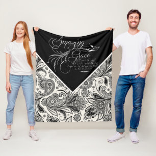 Zwart en wit paisley Amazing Grace Fleece Deken