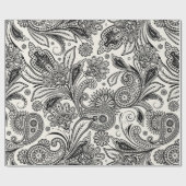 Zwart en wit paisley cadeaupapier (Vlak)