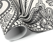 Zwart en wit paisley cadeaupapier (Rol Hoek)