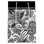 Zwart en wit paisley middel grote cadeautas (Achterkant)