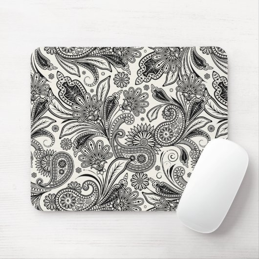 Zwart en wit paisley muismat (Met muis)