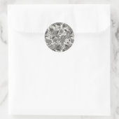 Zwart en wit paisley ronde sticker (Tas)