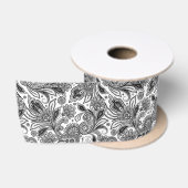 Zwart en wit paisley satijnen lint (Spoel)