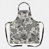 Zwart en wit paisley schort (Voorkant)