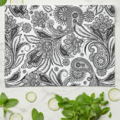 Zwart en wit paisley theedoek (Gevouwen)