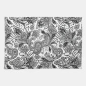 Zwart en wit paisley theedoek (Horizontaal)