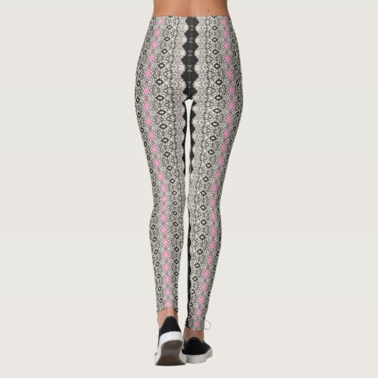 Zwart en wit paneel met roze Leggings (Achterkant)