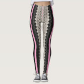 Zwart en wit paneel met roze Leggings (Voorkant)
