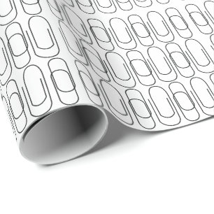 Zwart en Wit Paperclip Patroon Cadeaupapier