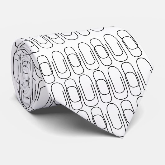 Zwart en Wit Paperclip Patroon Stropdas (Opgerold)