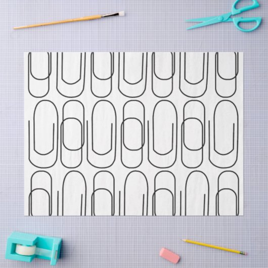 Zwart en Wit Paperclip Patroon Tissuepapier (Craft)