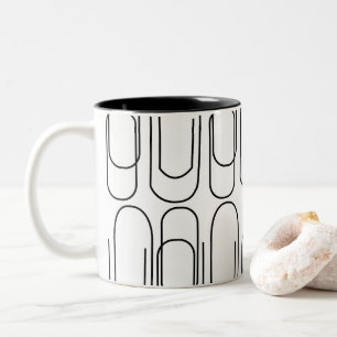 Zwart en Wit Paperclip Patroon Tweekleurige Koffiemok