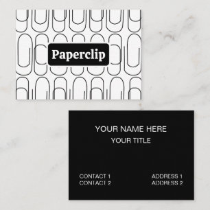 Zwart en Wit Paperclip Patroon Visitekaartje