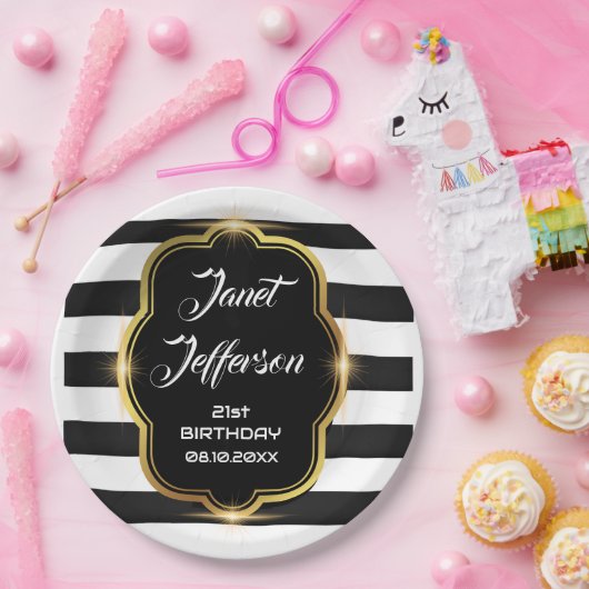 Zwart en wit papieren bordje (Feest)