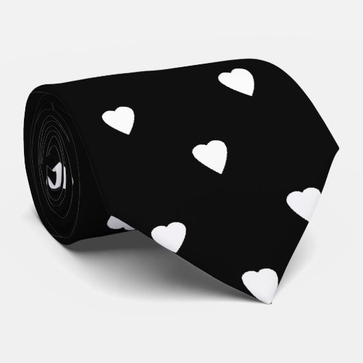 Zwart en wit patroon - Harten. Stropdas (Opgerold)