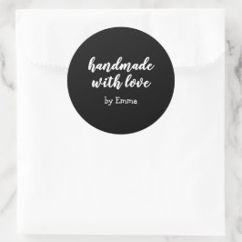 Zwart en Wit Persoonlijk Handgemaakt met Liefde Ronde Sticker