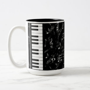 Zwart en wit Piano Muziek Mok 2